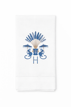 Load image into Gallery viewer, Chinoiserie Travelers Palm Monkeys with Monogram Tea Towel
