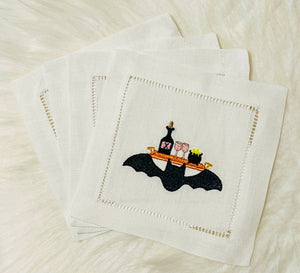 Bat Cocktail Server Embroidered Cocktail Napkins