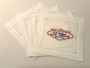 Las Vegas Sign Embroidered Cocktail Napkins