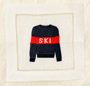 Ski Sweater Embroidered Cocktail Napkins