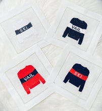 Load image into Gallery viewer, Ski Sweater Embroidered Cocktail Napkins
