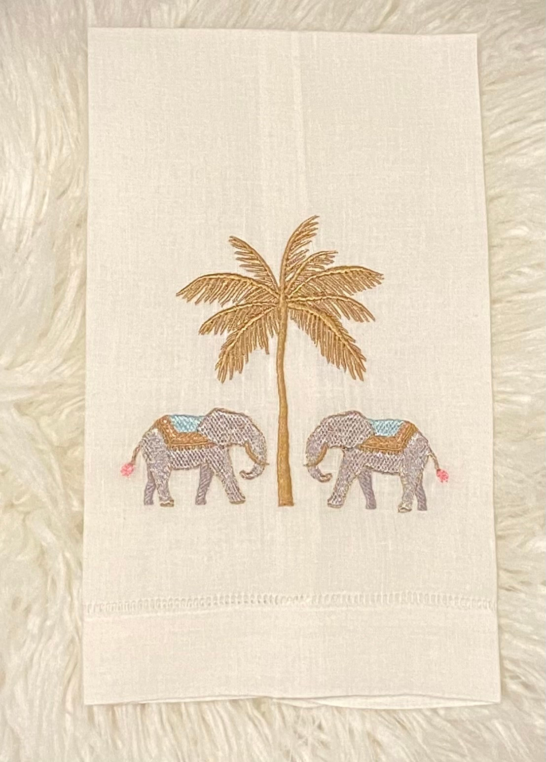 Moroccan Elephants with Palm Tree Tea Towel