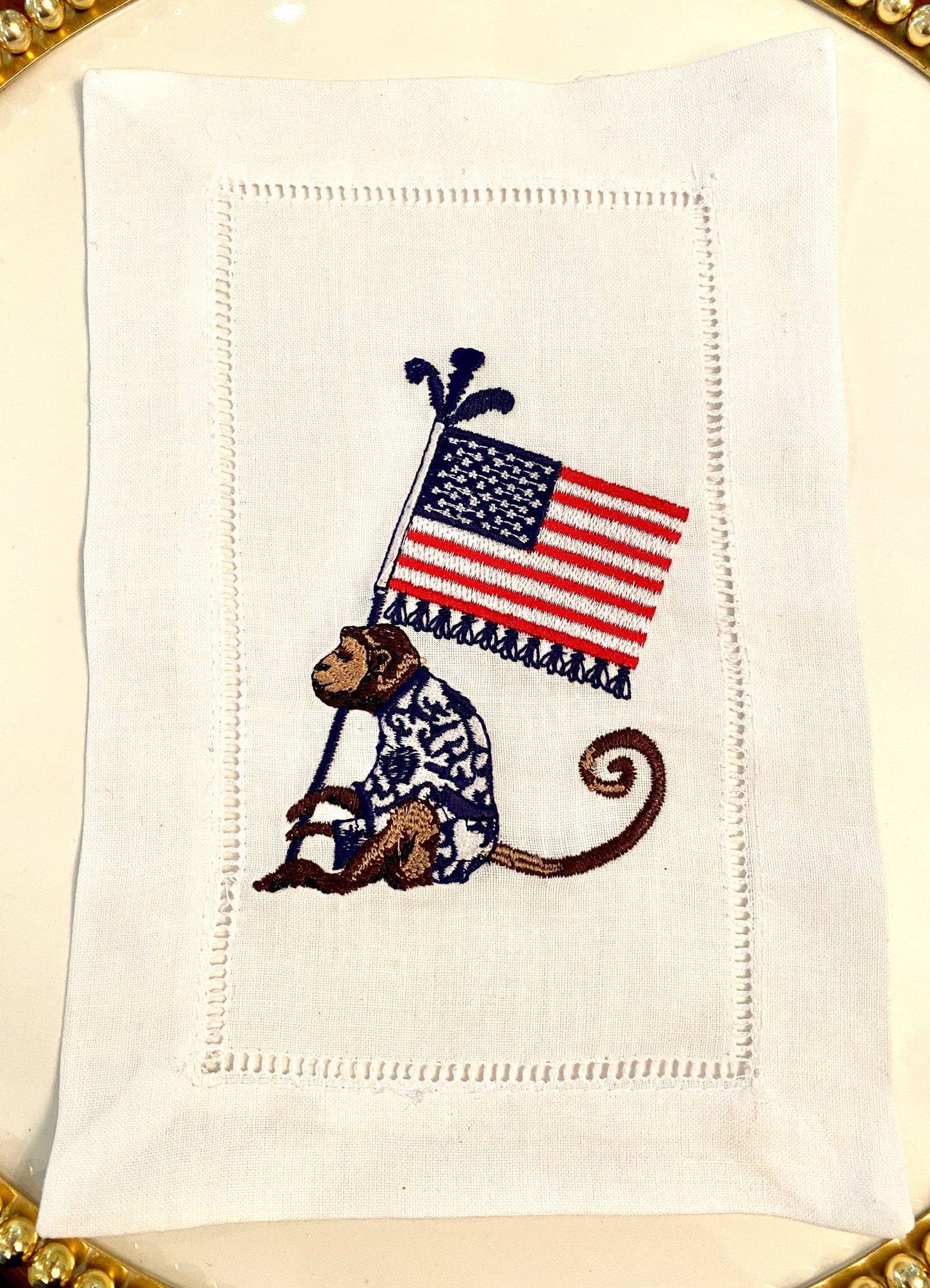 Patriotic USA Flag Monkey Hampton Cocktail Napkins