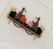 Load image into Gallery viewer, Rattan Lounge Handbag Monkeys Embroidered Cocktail Napkins
