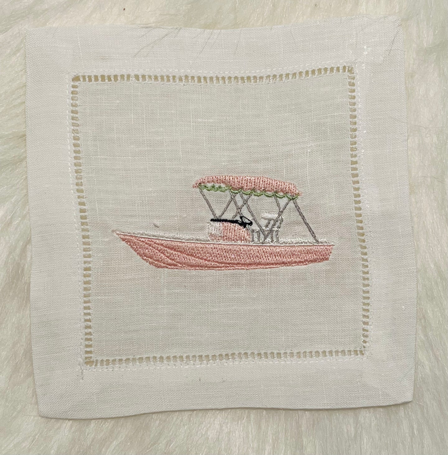Palm Beach Canopy Boat Embroidered Cocktail Napkins