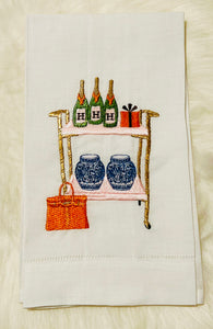 Ginger Jar Champagne Handbag Bar Cart Tea Towel