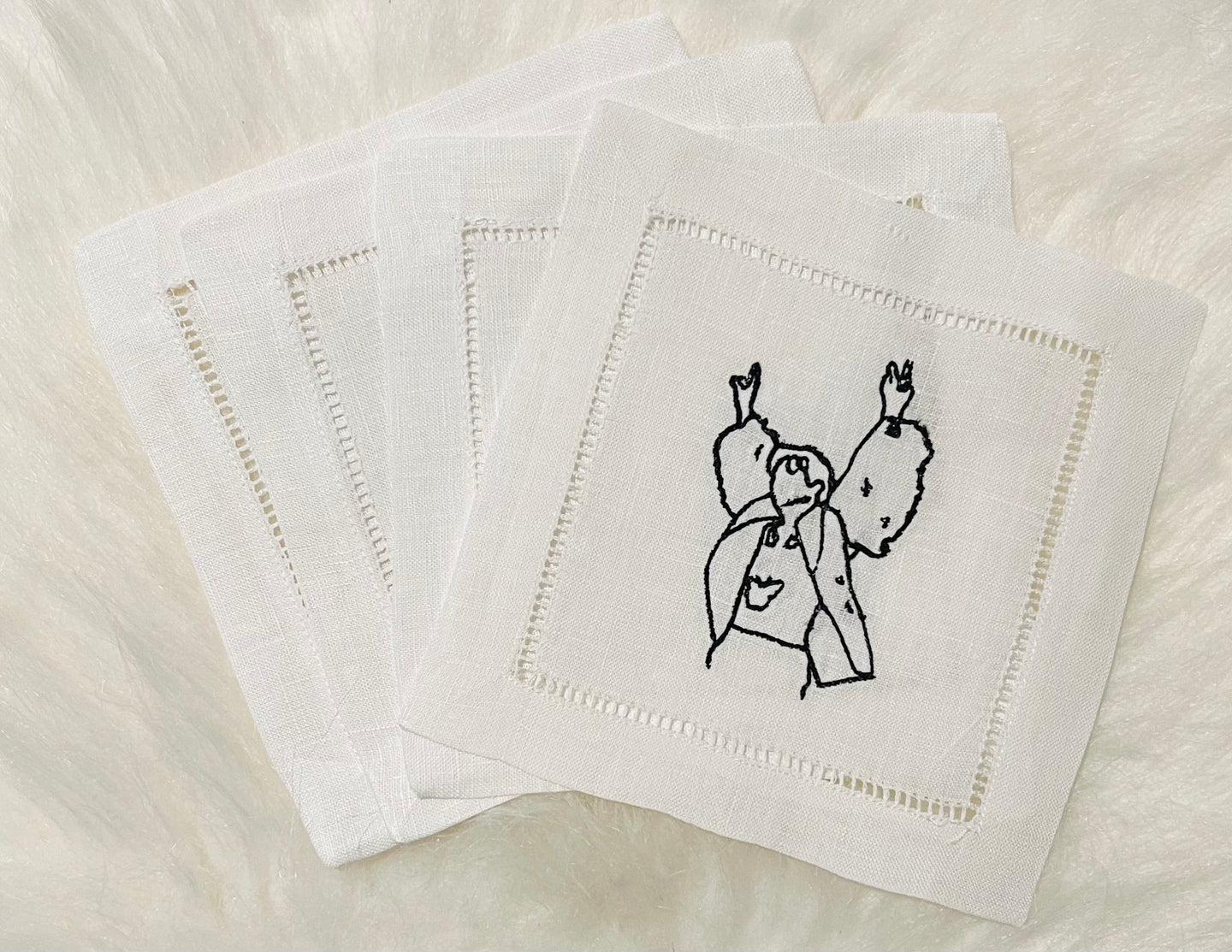 Harry Styles Silhouette Embroidered Cocktail Napkins