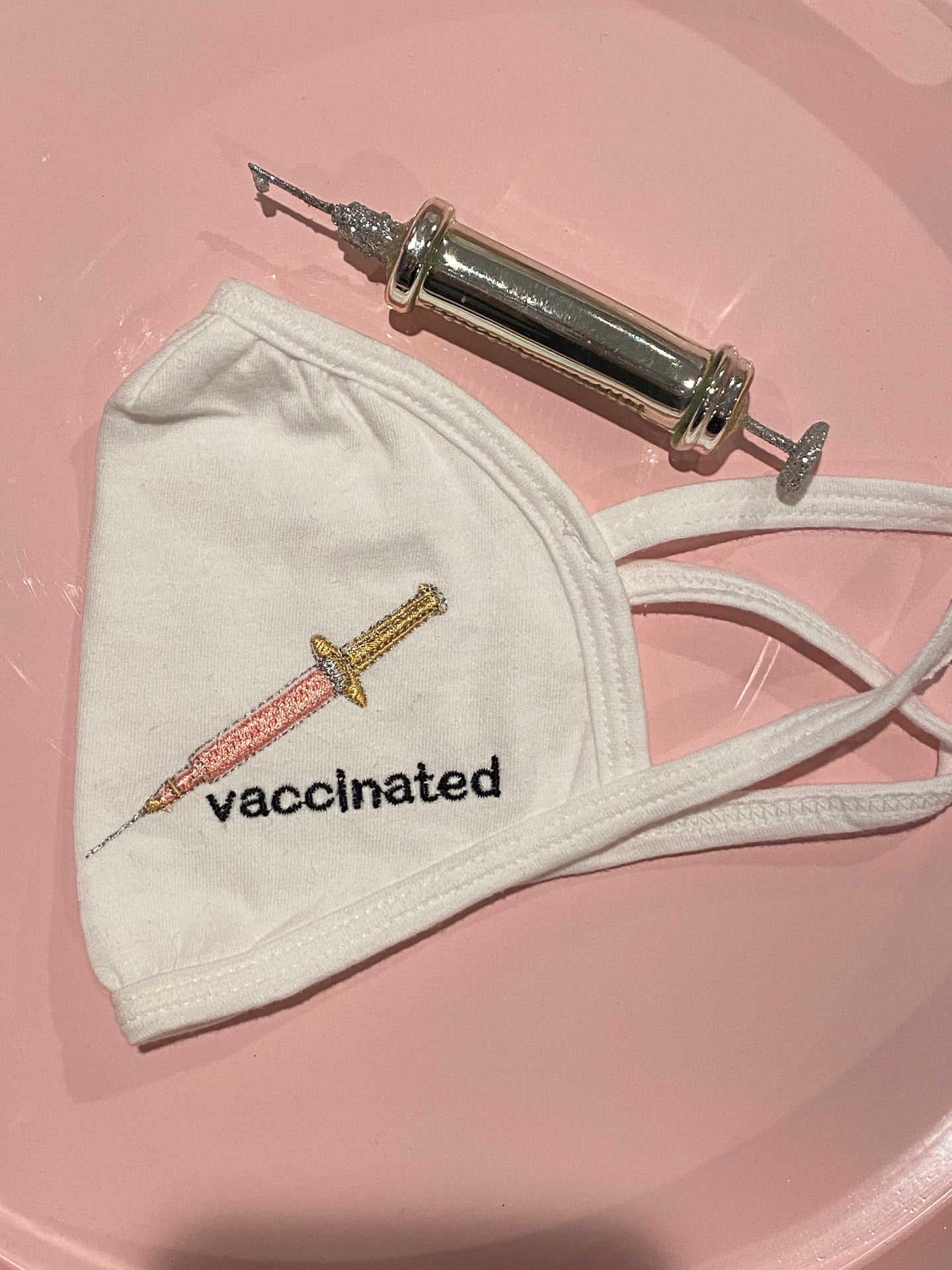 Vaccinated Embroidered Face Mask